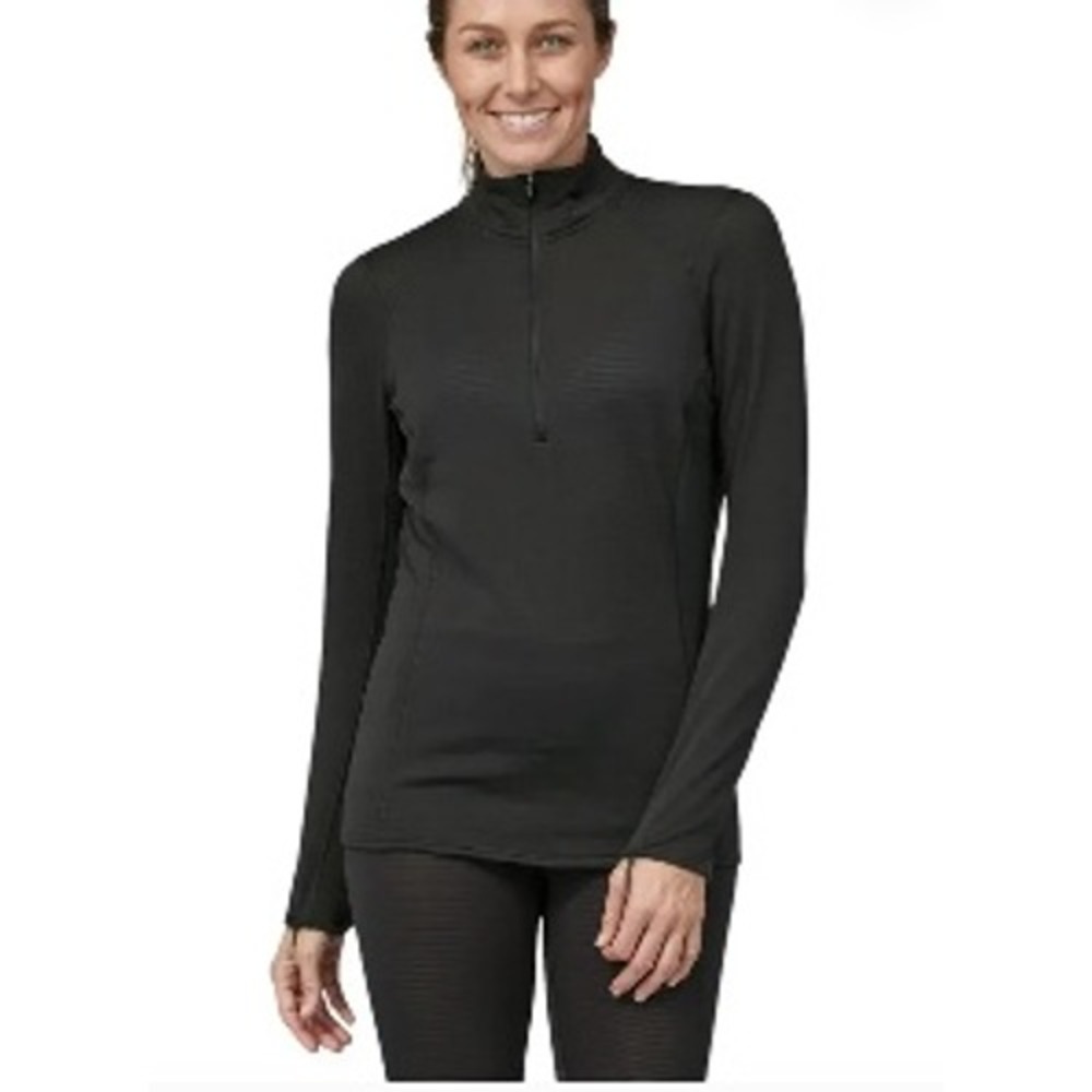 Patagonia Capilene Midweight Baselayer Womens XL Polartec 1/4 Zip Black Top